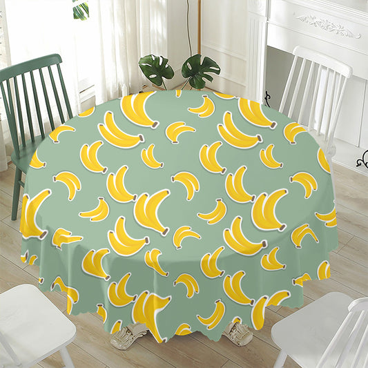 Cute Banana Pattern Print Waterproof Round Tablecloth
