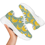 Cute Banana Pattern Print White Chunky Shoes