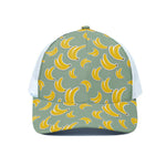 Cute Banana Pattern Print White Mesh Trucker Cap