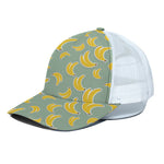 Cute Banana Pattern Print White Mesh Trucker Cap