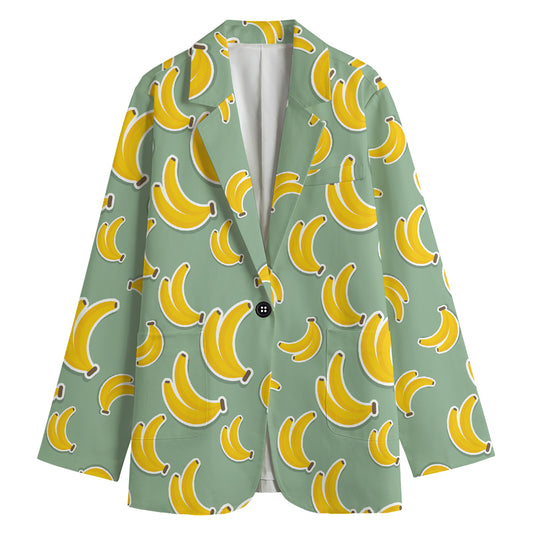 Cute Banana Pattern Print Women's Blazer