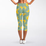 Cute Banana Pattern Print Women's Capri Leggings