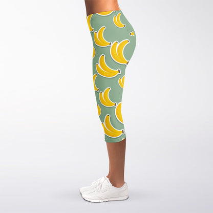 Cute Banana Pattern Print Women's Capri Leggings