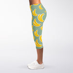 Cute Banana Pattern Print Women's Capri Leggings