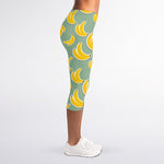 Cute Banana Pattern Print Women's Capri Leggings