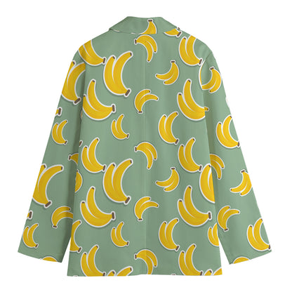 Cute Banana Pattern Print Women's Cotton Blazer