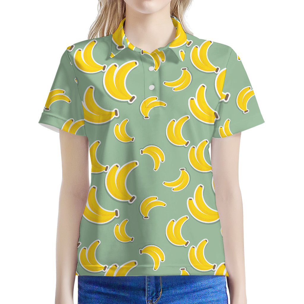 Cute Banana Pattern Print Women's Polo Shirt