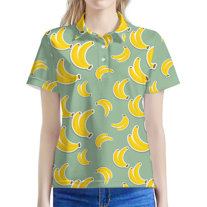 Cute Banana Pattern Print Women's Polo Shirt