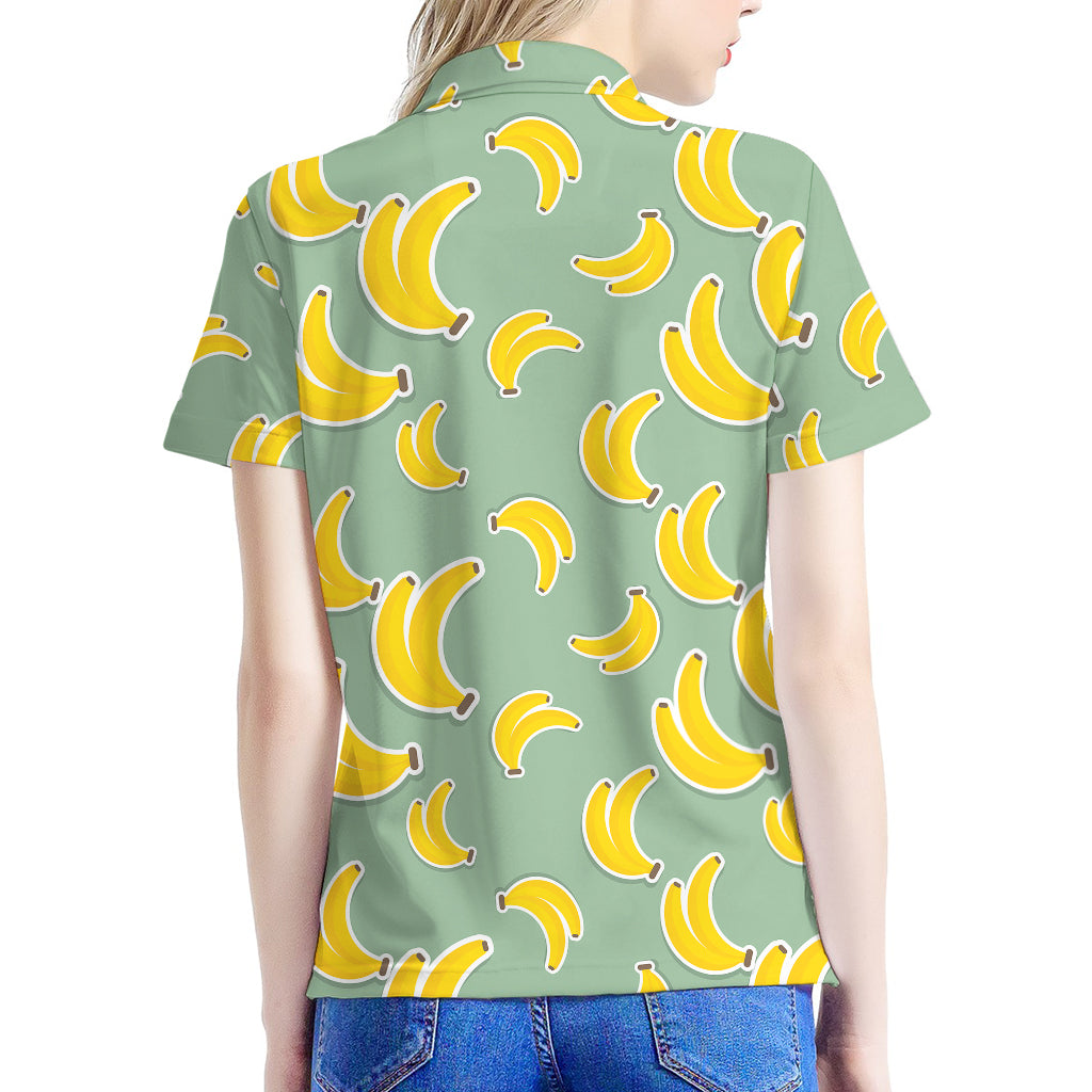 Cute Banana Pattern Print Women's Polo Shirt