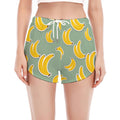 Cute Banana Pattern Print Women's Split Running Shorts