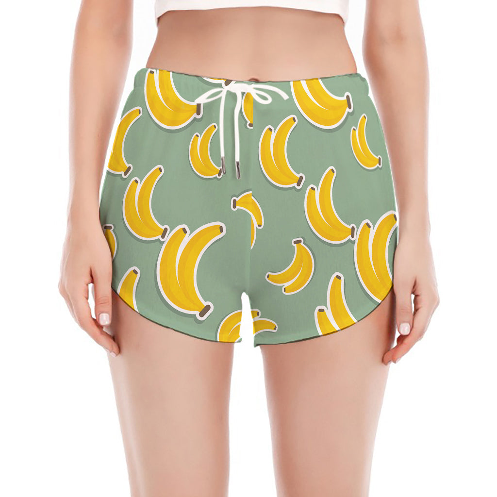 Cute Banana Pattern Print Women's Split Running Shorts