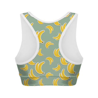 Cute Banana Pattern Print Women's Sports Bra