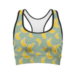 Cute Banana Pattern Print Women's Sports Bra