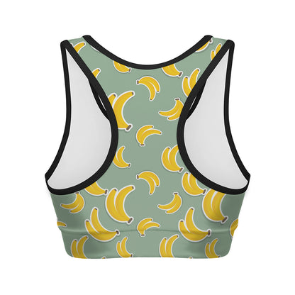 Cute Banana Pattern Print Women's Sports Bra