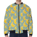 Cute Banana Pattern Print Zip Sleeve Bomber Jacket