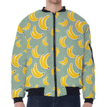 Cute Banana Pattern Print Zip Sleeve Bomber Jacket