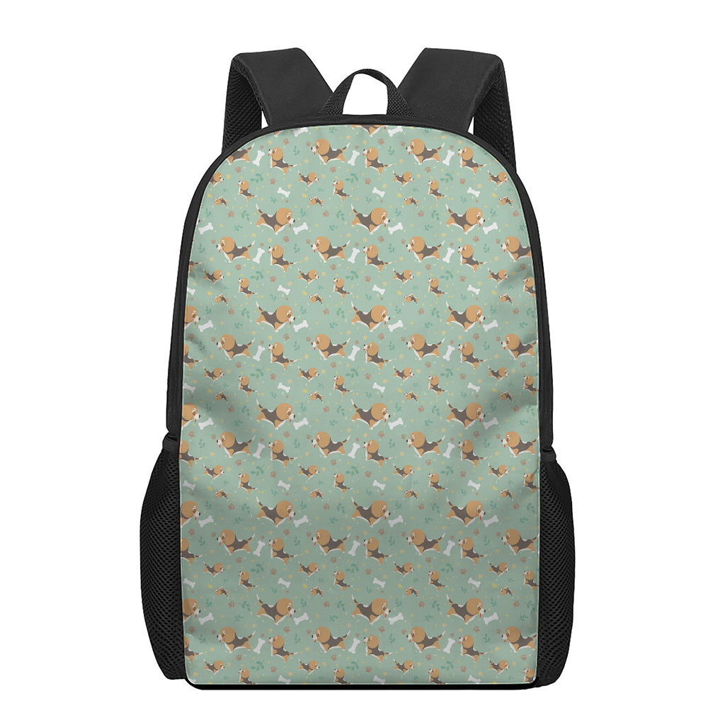 Cute Beagle Puppy Pattern Print 17 Inch Backpack