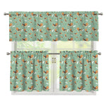 Cute Beagle Puppy Pattern Print 3 Piece Kitchen Curtains