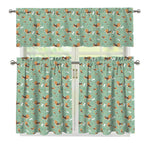 Cute Beagle Puppy Pattern Print 3 Piece Kitchen Curtains