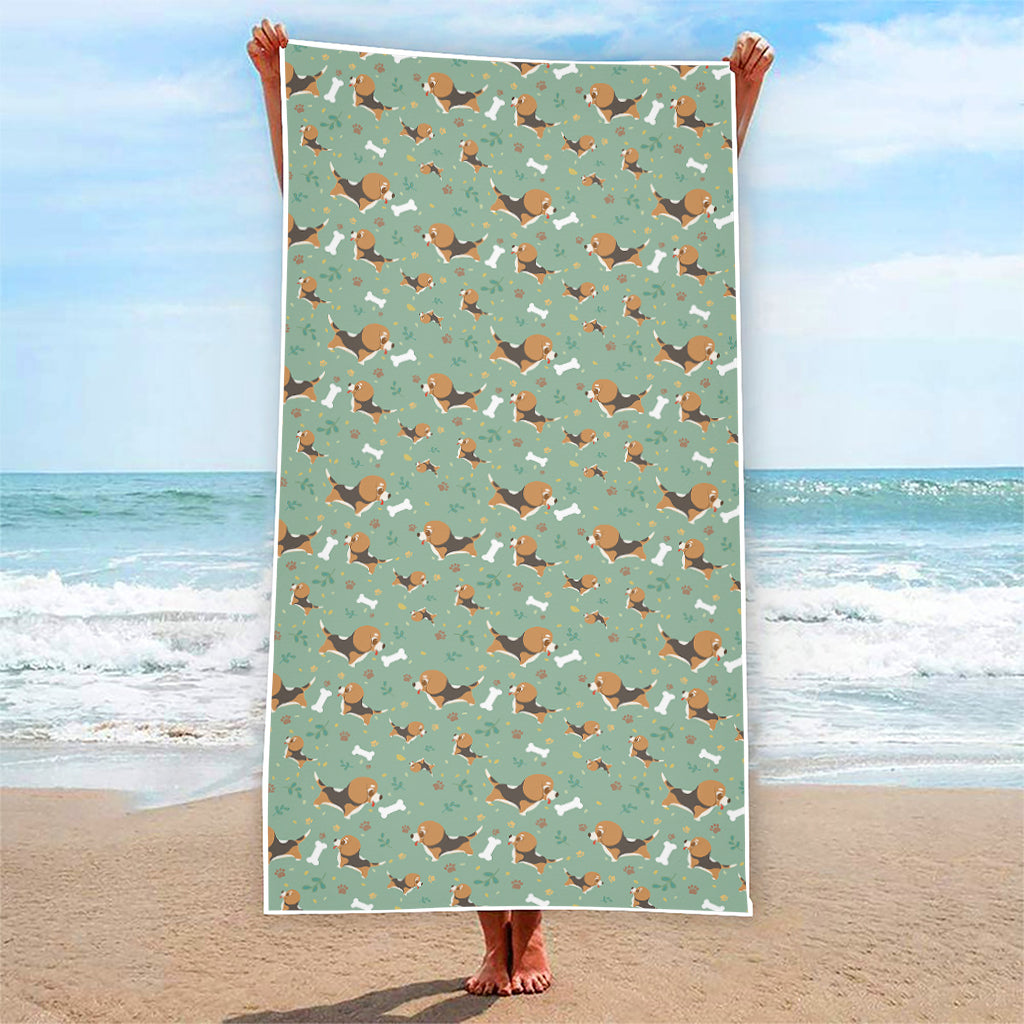 Cute Beagle Puppy Pattern Print Beach Towel