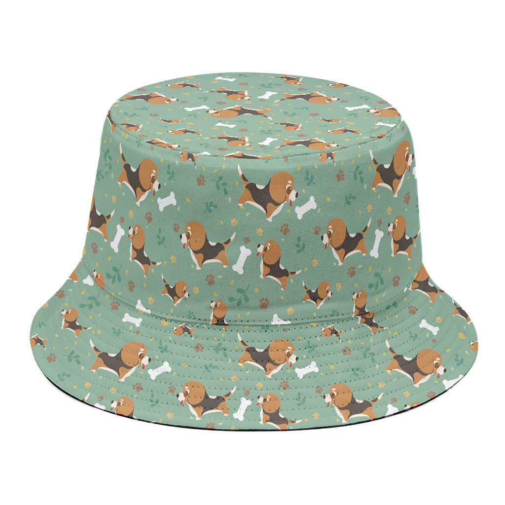 Cute Beagle Puppy Pattern Print Bucket Hat