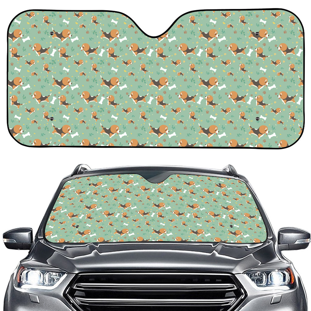 Cute Beagle Puppy Pattern Print Car Windshield Sun Shade