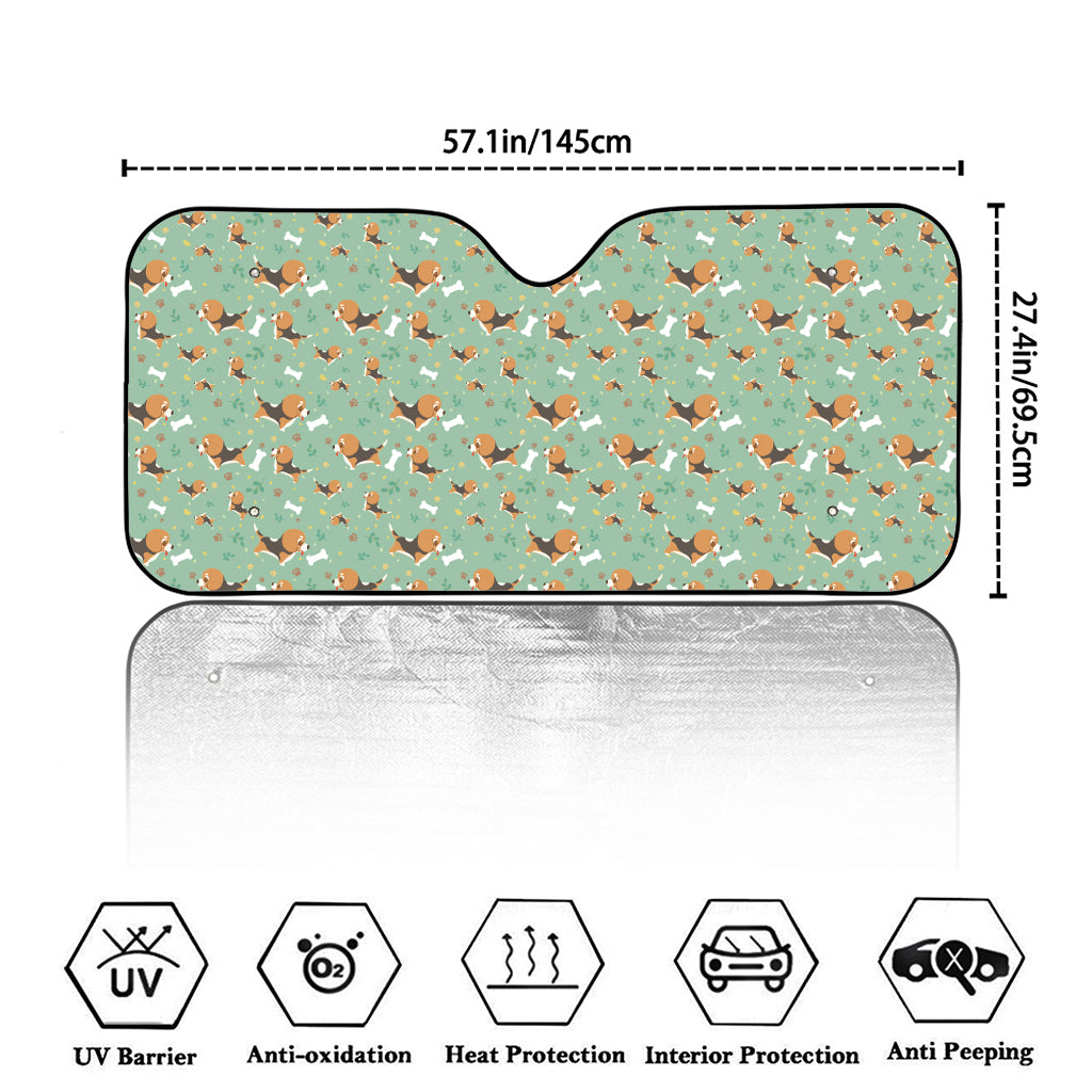 Cute Beagle Puppy Pattern Print Car Windshield Sun Shade