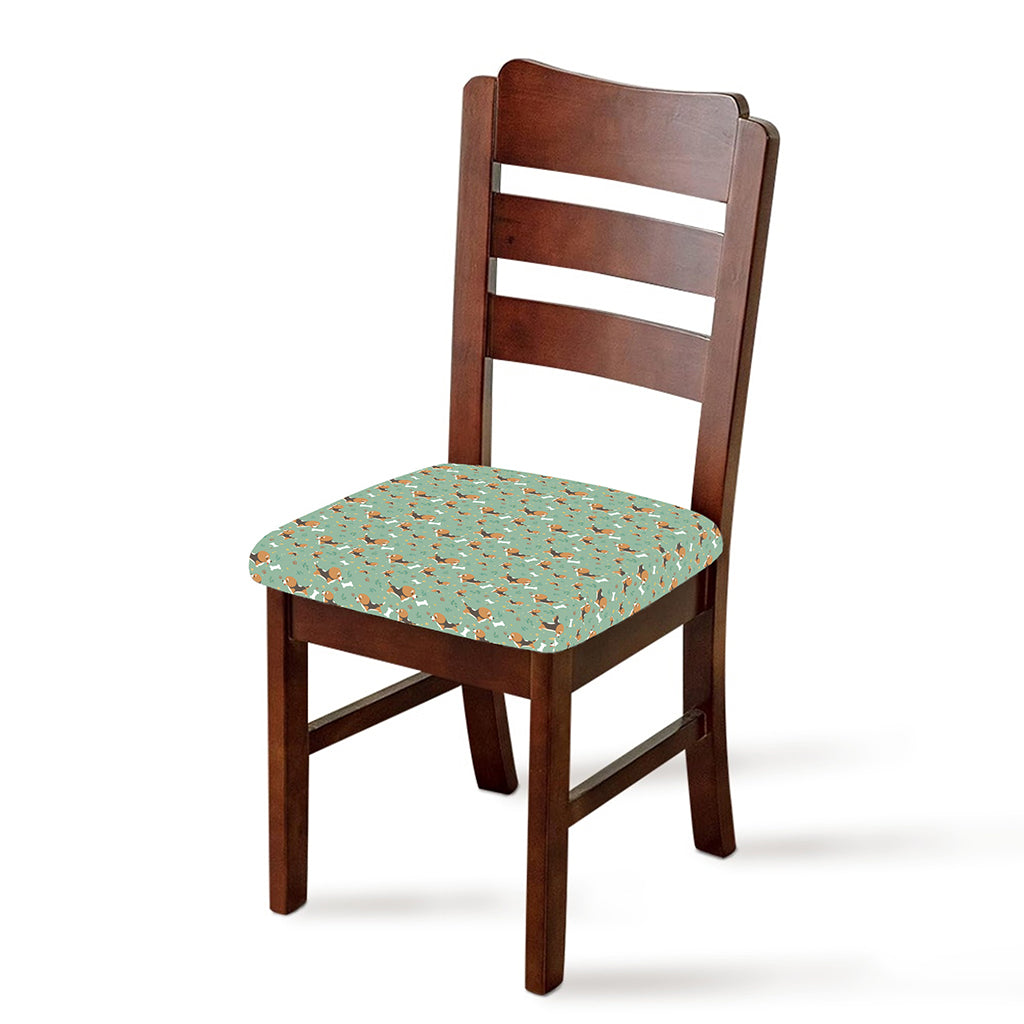 Cute Beagle Puppy Pattern Print Chair Cushion Cover