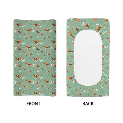 Cute Beagle Puppy Pattern Print Changing Pad Cover