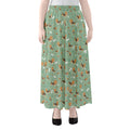 Cute Beagle Puppy Pattern Print Chiffon Maxi Skirt