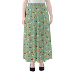 Cute Beagle Puppy Pattern Print Chiffon Maxi Skirt