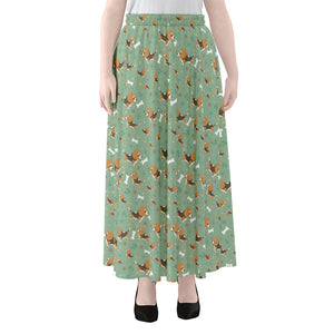 Cute Beagle Puppy Pattern Print Chiffon Maxi Skirt