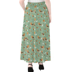 Cute Beagle Puppy Pattern Print Chiffon Maxi Skirt