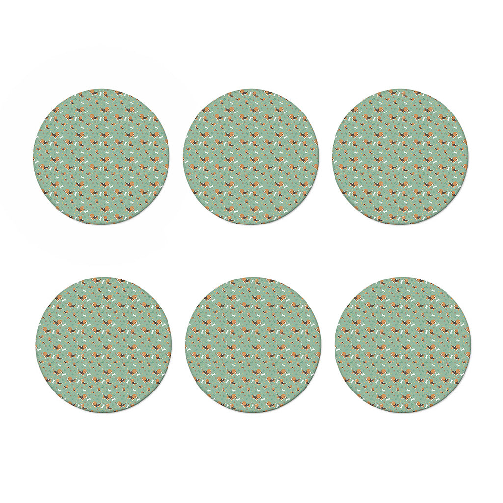 Cute Beagle Puppy Pattern Print Coaster Set