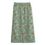 Cute Beagle Puppy Pattern Print Cotton Front Slit Maxi Skirt