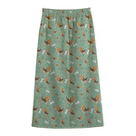 Cute Beagle Puppy Pattern Print Cotton Front Slit Maxi Skirt