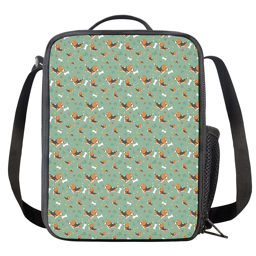 Cute Beagle Puppy Pattern Print Crossbody Lunch Bag