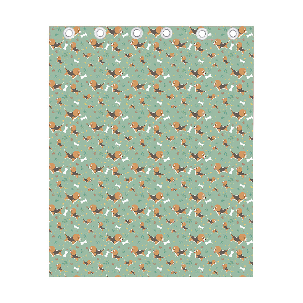 Cute Beagle Puppy Pattern Print Curtain