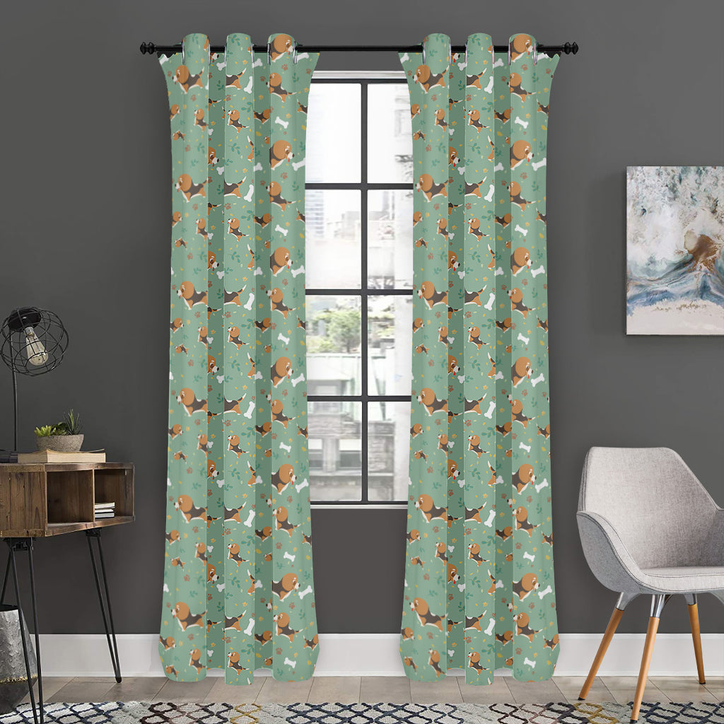 Cute Beagle Puppy Pattern Print Curtain