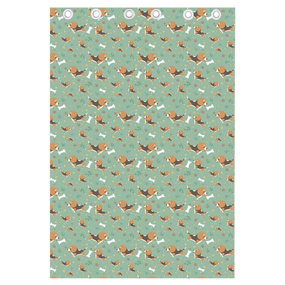 Cute Beagle Puppy Pattern Print Curtain