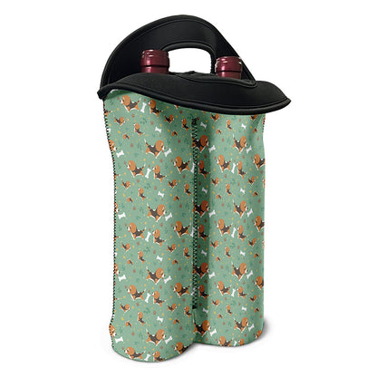 Cute Beagle Puppy Pattern Print Double Neoprene Wine Tote