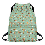 Cute Beagle Puppy Pattern Print Drawstring Backpack