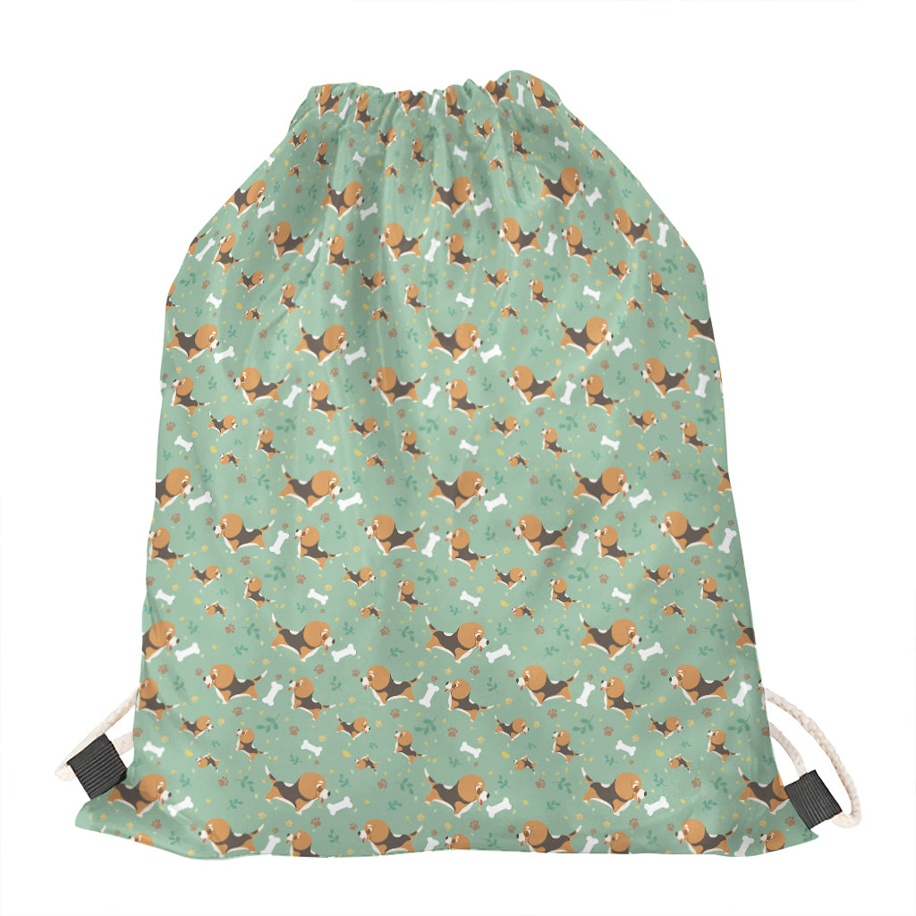 Cute Beagle Puppy Pattern Print Drawstring Bag