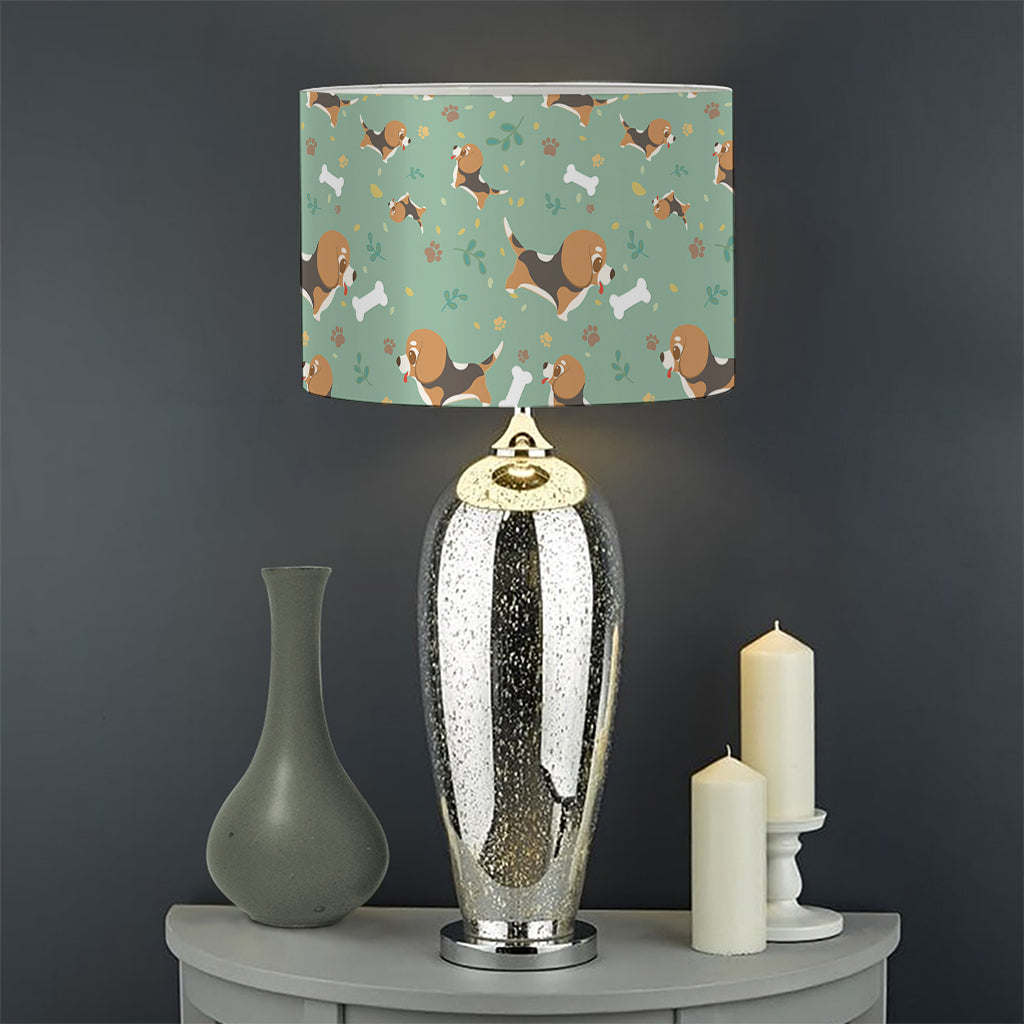 Cute Beagle Puppy Pattern Print Drum Lamp Shade