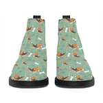 Cute Beagle Puppy Pattern Print Flat Ankle Boots