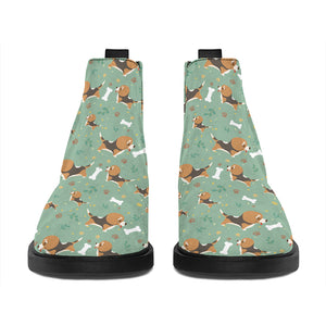 Cute Beagle Puppy Pattern Print Flat Ankle Boots