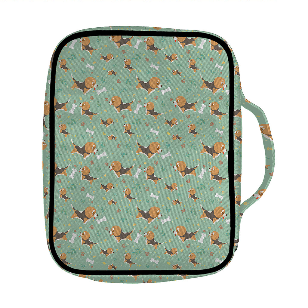 Cute Beagle Puppy Pattern Print Front Pocket Bible Bag