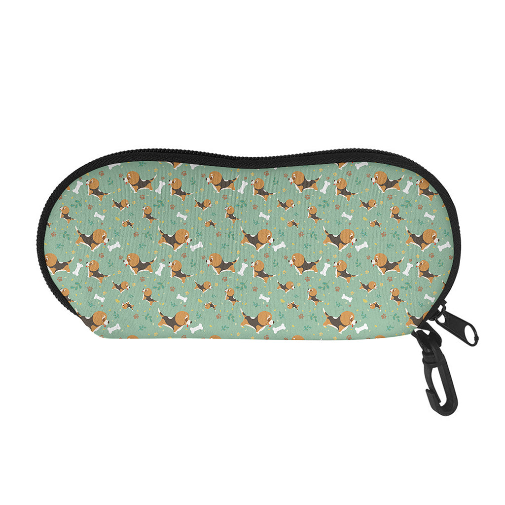 Cute Beagle Puppy Pattern Print Glasses Case