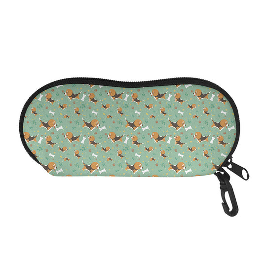 Cute Beagle Puppy Pattern Print Glasses Case