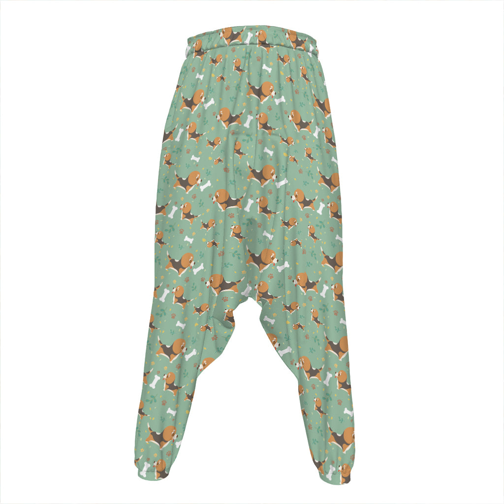 Cute Beagle Puppy Pattern Print Hammer Pants